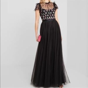 Needle & Thread Black Floral Maxi Dress